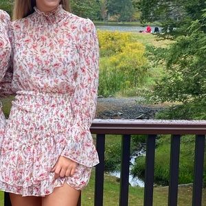 Who I Am - Pink Floral Ruched Long Sleeve Dress